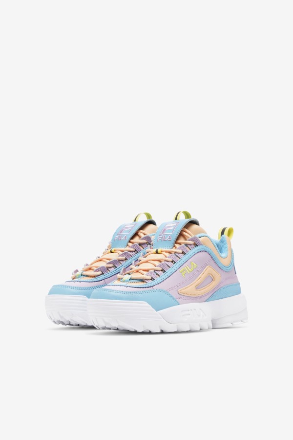 Blue/White/Orchid Fila Big Kids\' Disruptor 2 Premium