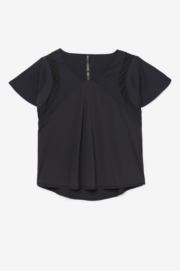 Black Uplift Textured Short Sleeve Top Fila