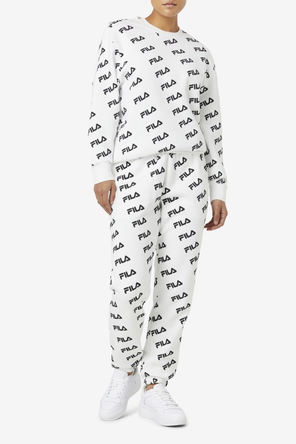 White/Black Fila Diagonal Logo Jogger
