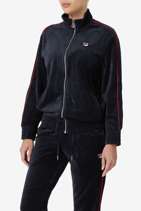Deverall Velour Jacket Fila Black/Red/Forest Green