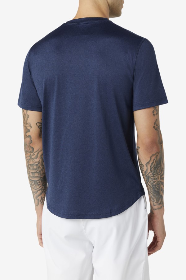 Pickleball Scallop Hem Crew Fila Navy Heather