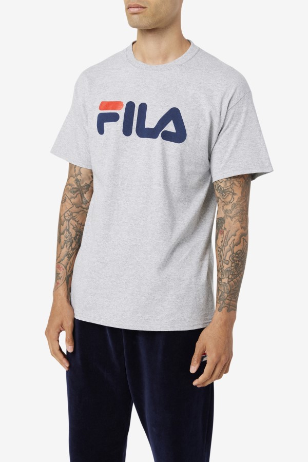 Fila Grey Heather/Navy/Red Men\'s Logo Tee
