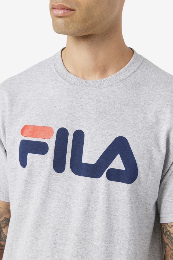 Fila Grey Heather/Navy/Red Men\'s Logo Tee