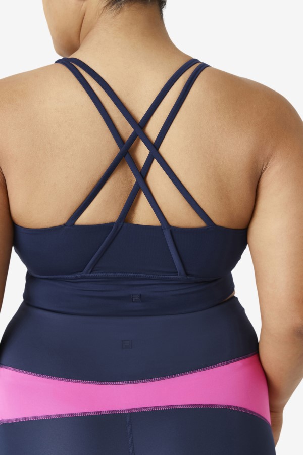 Navy Fila Uplift Cross Back Bra Top