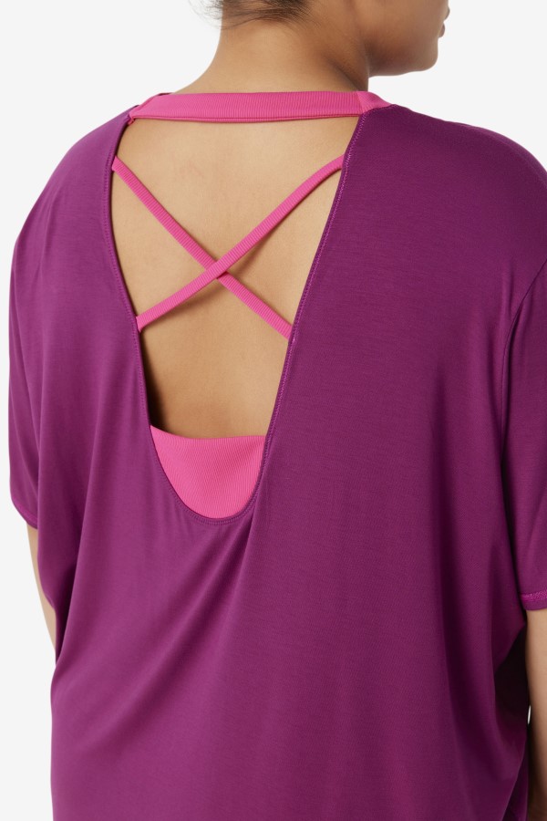 Fila Fi-Lux Short Sleeve Top Magenta Purple