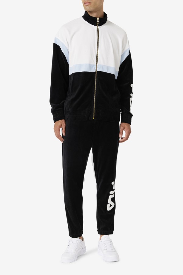 Black/White/Skyway Fila Mansur Velour Jacket