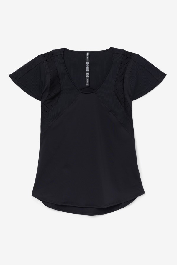 Uplift Textured Short Sleeve Top Black Fila