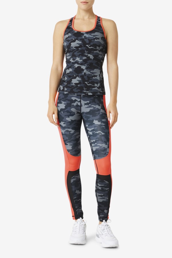 Fila Dark Camo/Hot Coral/Black Uplift Colorblock Racerback Tank