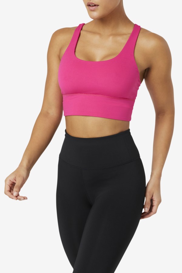 Fila Uplift Cross Back Bra Top Bright Pink