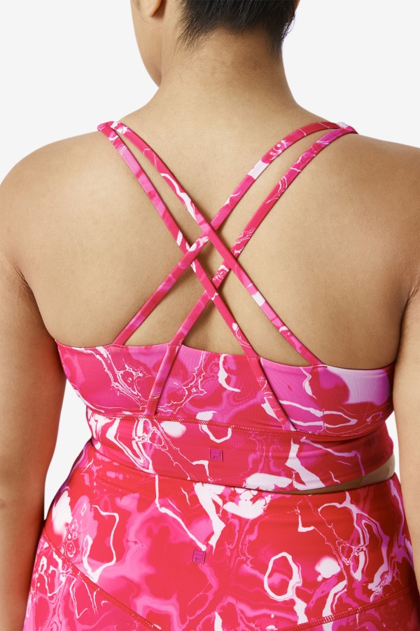 Fila Pink Marble Uplift Cross Back Bra Top