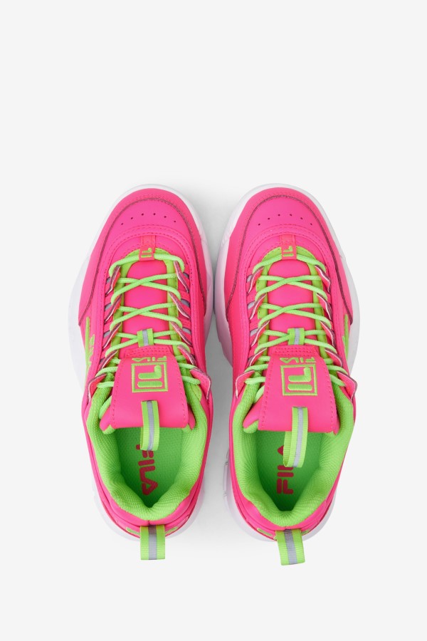 Pink/Green/White Big Kids\' Disruptor 2 Premium Fila