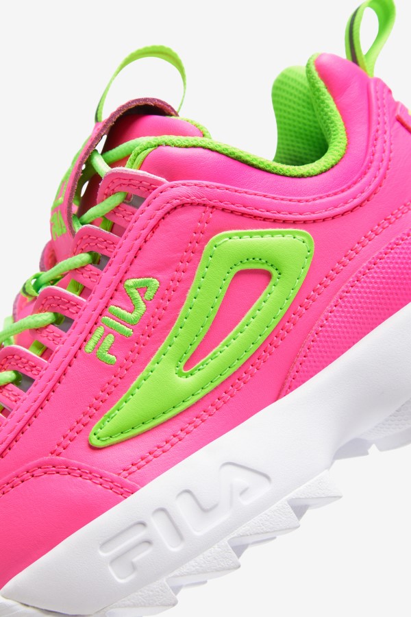 Pink/Green/White Big Kids\' Disruptor 2 Premium Fila