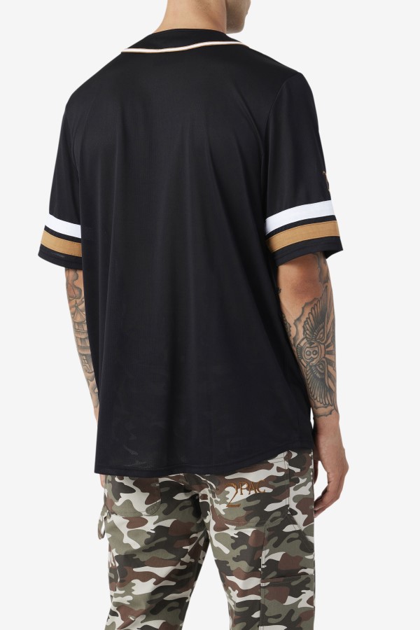 Black/Tobacco Brown/White Fila 2Pac Baseball Jersey