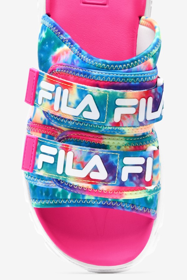Multi/White/Pink Glo Women\'s Tie Dye Outdoor Slide Fila