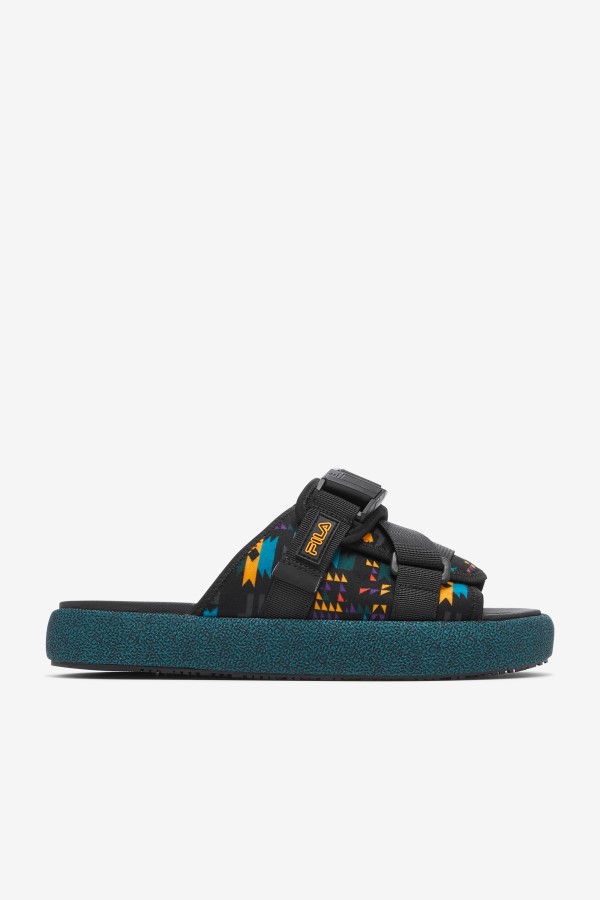 Black/June Bug/Saffron Fila Men's Atlas Slide