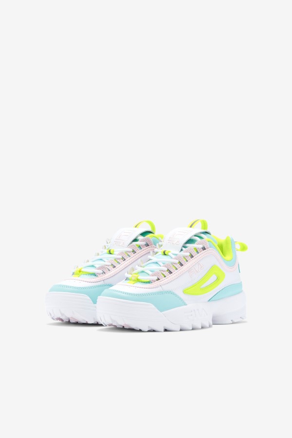 Fila White/Yellow/Blue Big Kids\' Disruptor 2 Premium
