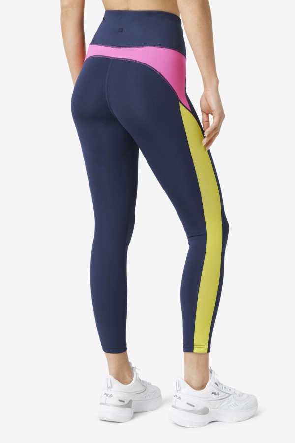 Navy/Azalea/Sulphur Forza Contrast 7/8 Leggings Fila