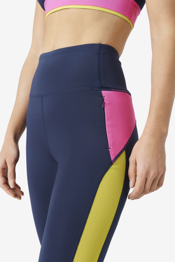Navy/Azalea/Sulphur Forza Contrast 7/8 Leggings Fila
