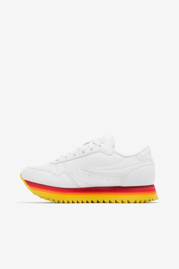 Women\'s Orbit Stripe White/Rhubarb/Lemon Fila