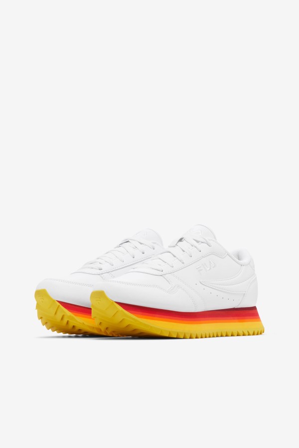 Women\'s Orbit Stripe White/Rhubarb/Lemon Fila