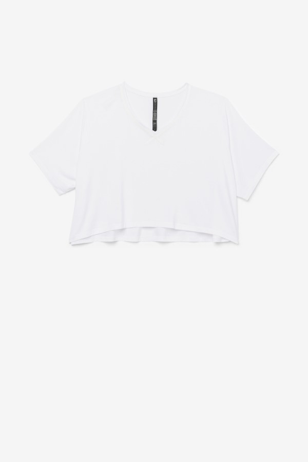 Fila White Fi-Lux Hi-Low Crop Top