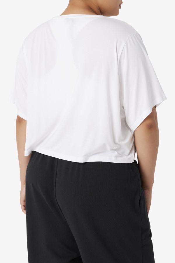 Fila White Fi-Lux Hi-Low Crop Top