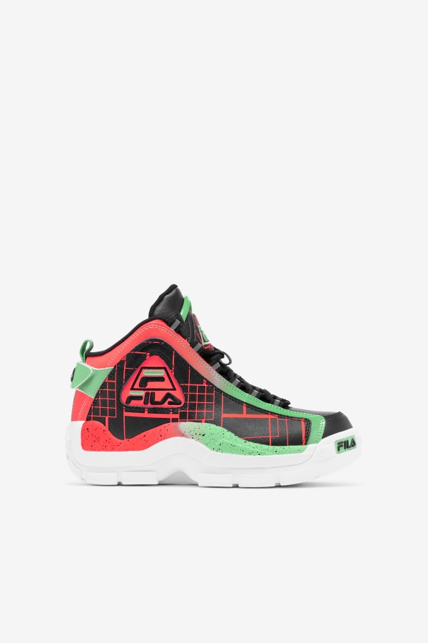 Big Kids' Grant Hill 2 Fila Black/Fiery Coral/Green Ash
