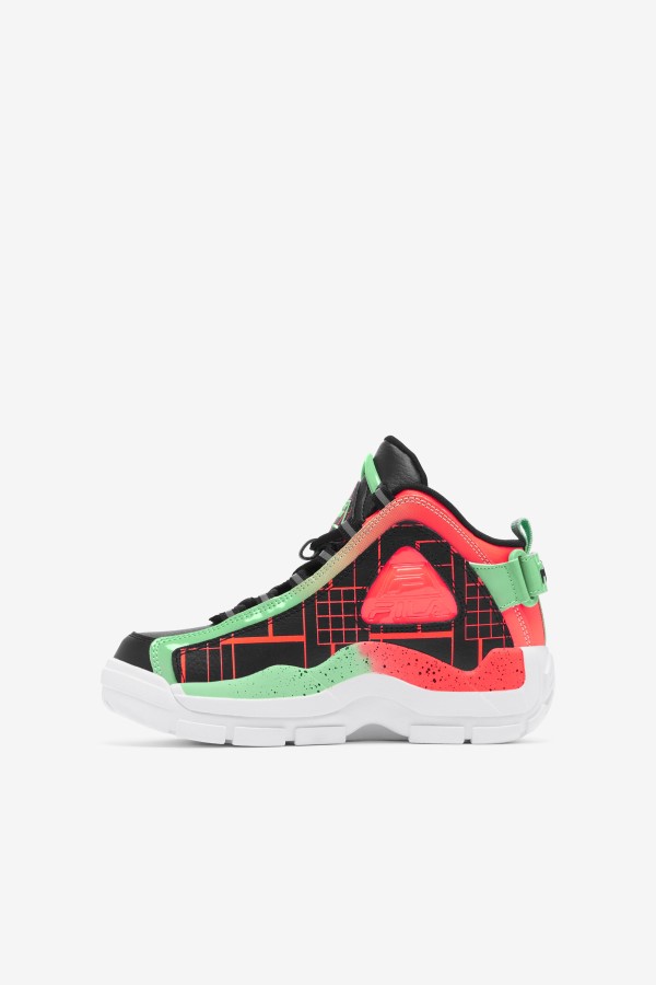 Big Kids\' Grant Hill 2 Fila Black/Fiery Coral/Green Ash