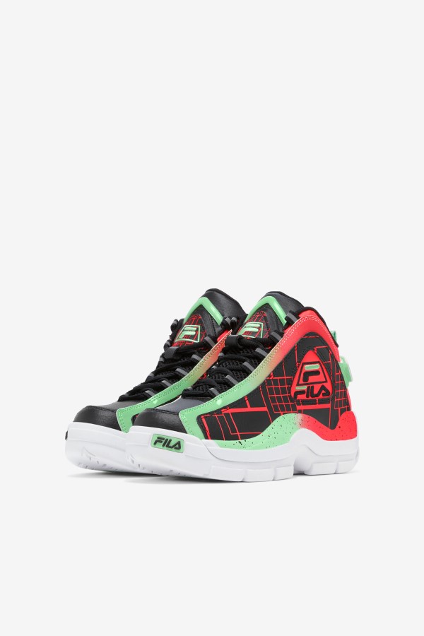 Big Kids\' Grant Hill 2 Fila Black/Fiery Coral/Green Ash