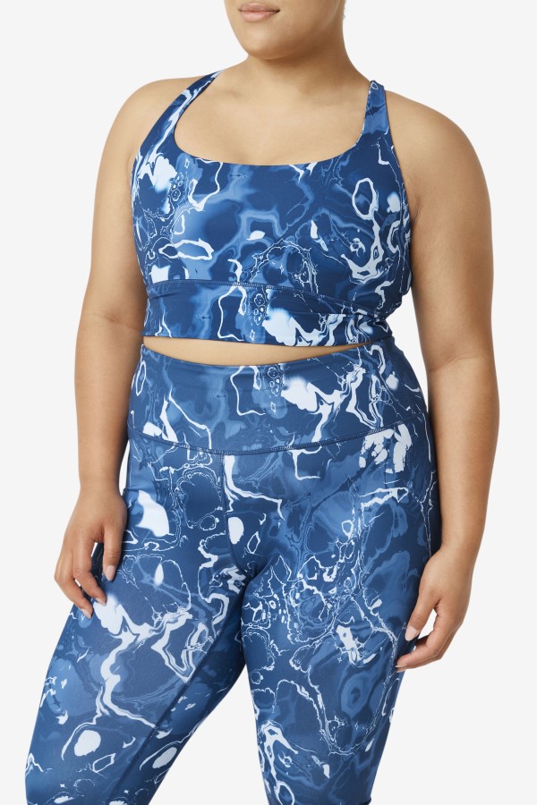 Fila Uplift Cross Back Bra Top Navy Marble