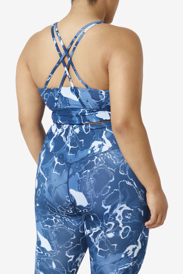 Fila Uplift Cross Back Bra Top Navy Marble