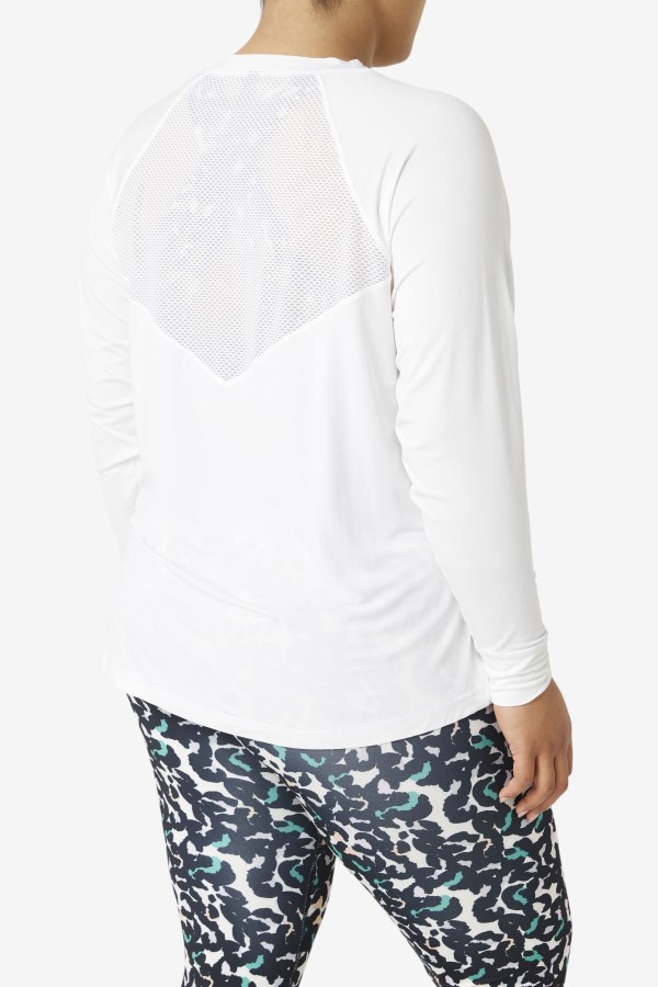 Fi-Lux Mesh Back Long Sleeve Crew Fila White
