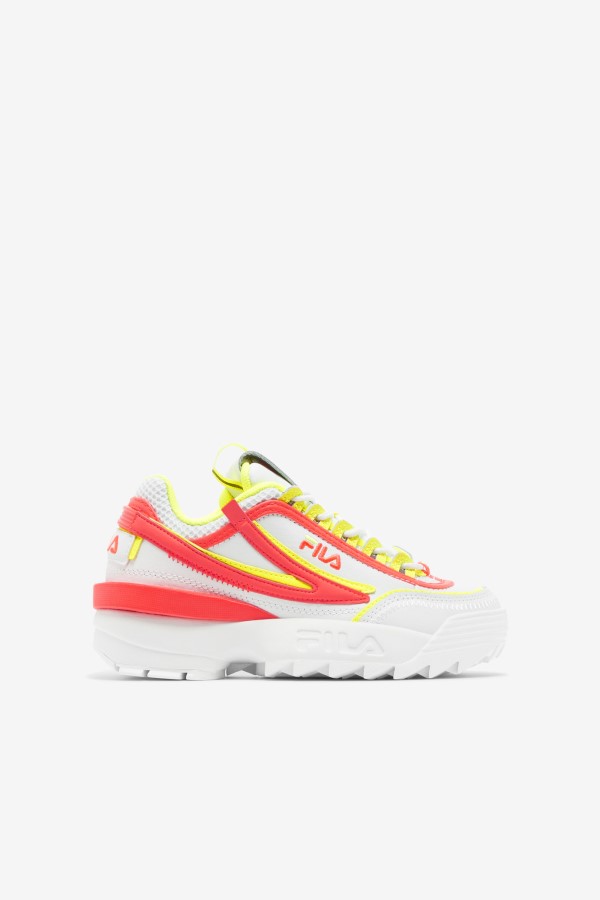 Big Kids' Disruptor 2 Exp Fila White/Fiery Coral/Yellow