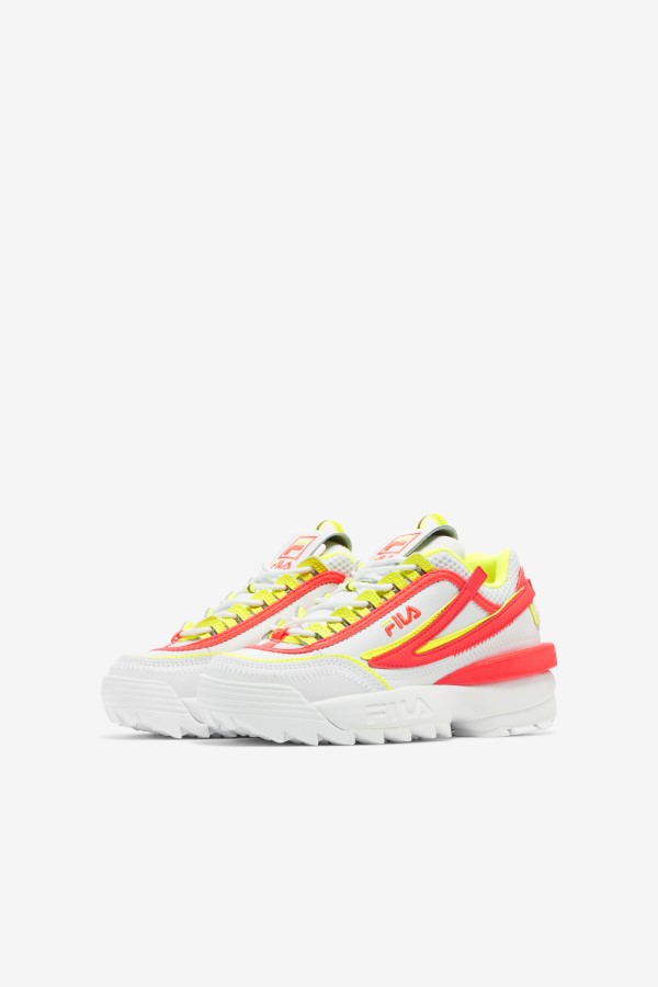 Big Kids\' Disruptor 2 Exp Fila White/Fiery Coral/Yellow