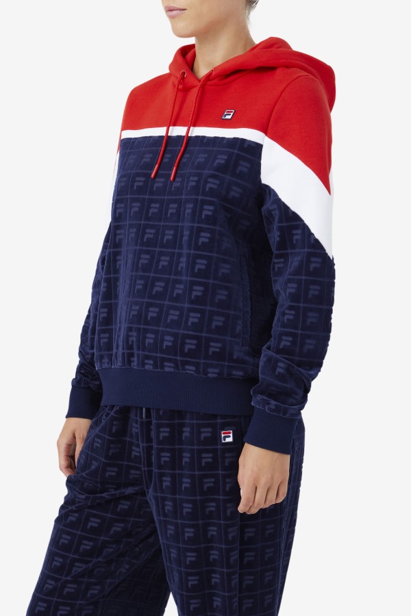 Navy/Red/White Lorri Velour Hoodie Fila
