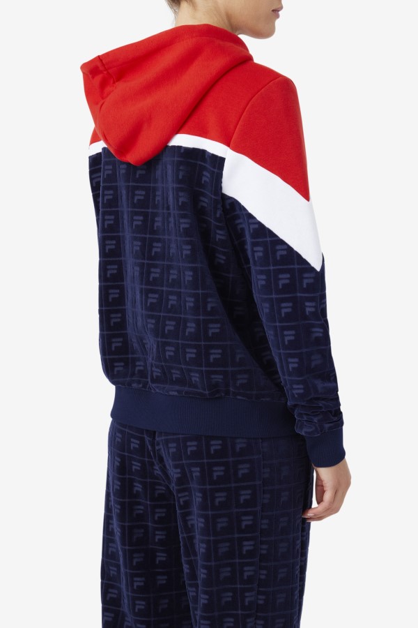 Navy/Red/White Lorri Velour Hoodie Fila