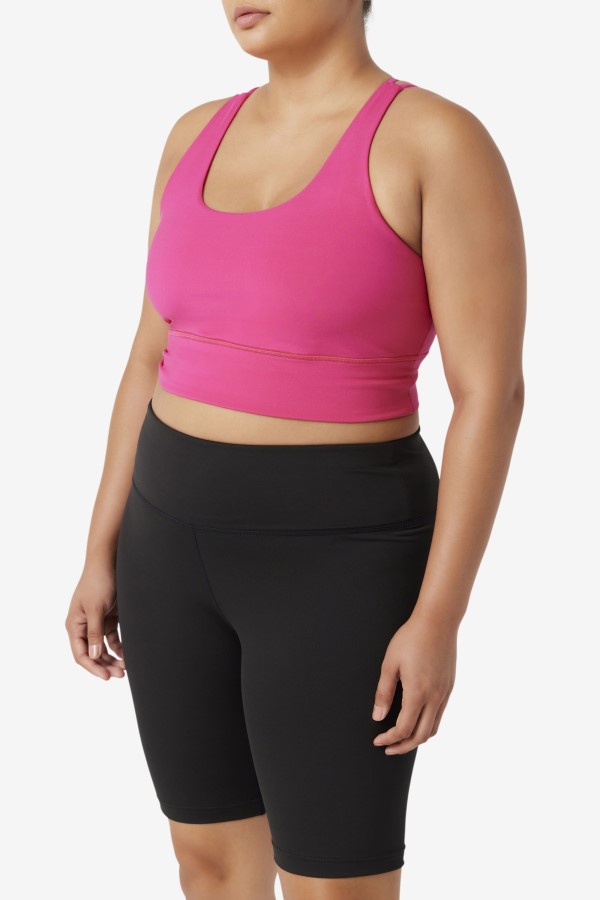 Bright Pink Fila Uplift Cross Back Bra Top
