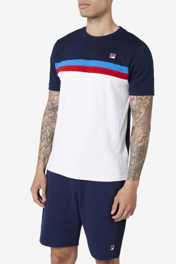 White/Navy/Strong Blue/Red Exempt Crew Fila