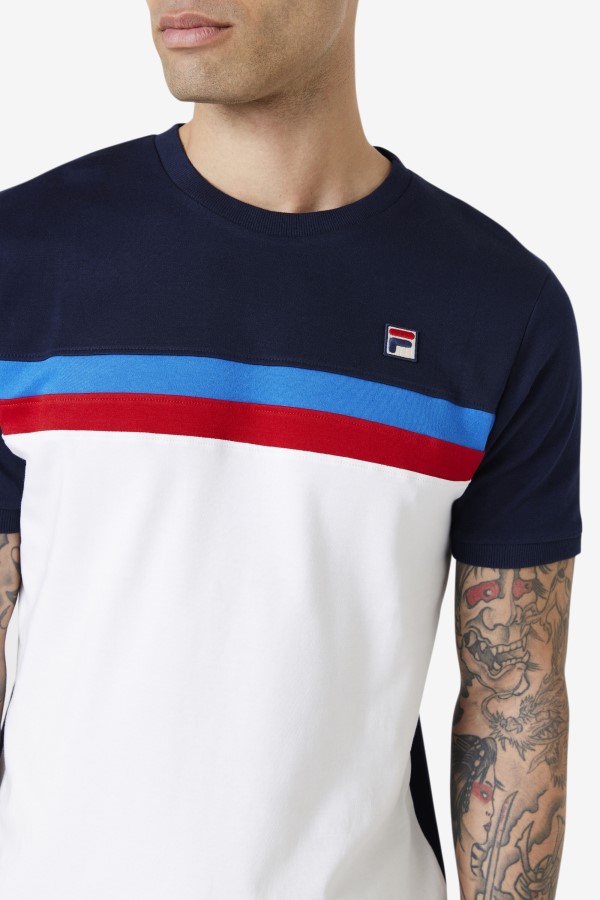 White/Navy/Strong Blue/Red Exempt Crew Fila