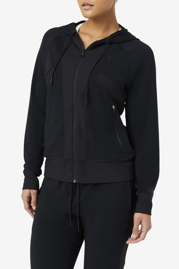 Black Fi-Lux Texture Full Zip Hoodie Fila