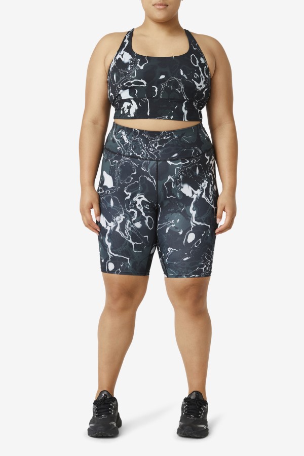 Uplift Cross Back Bra Top Fila Black Marble