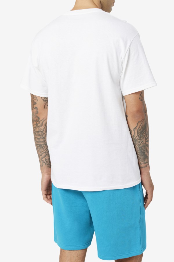 White/Navy/Red Fila stacked tee shirt