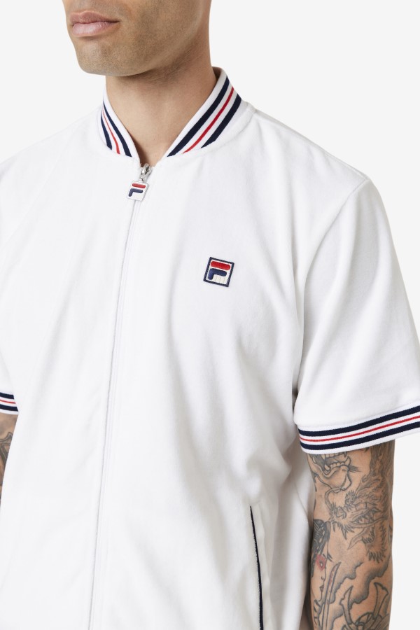 White/Navy Estudio Velour Jacket Fila
