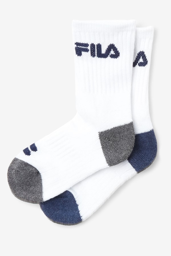 Kids\' Cushioned Crew Sock 6-Pack White Fila