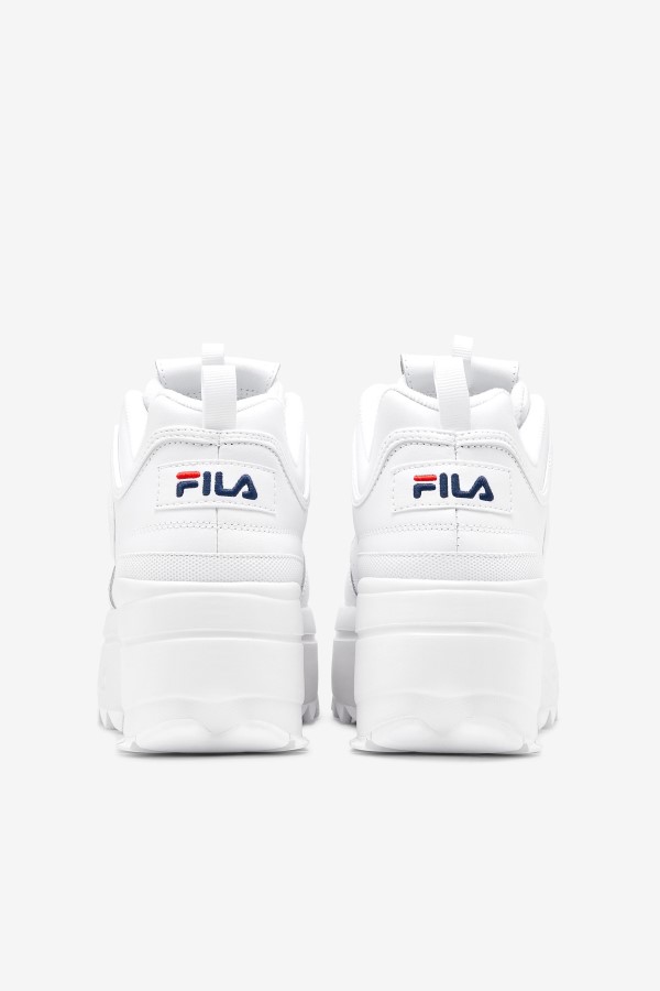 White/Navy/Red Fila Women\'s Disruptor 2 Wedge