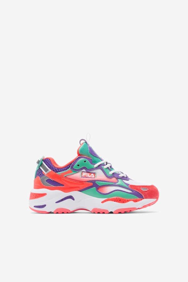 Fila Little Kids' Ray Tracer Apex White/Fiery Coral/Purple