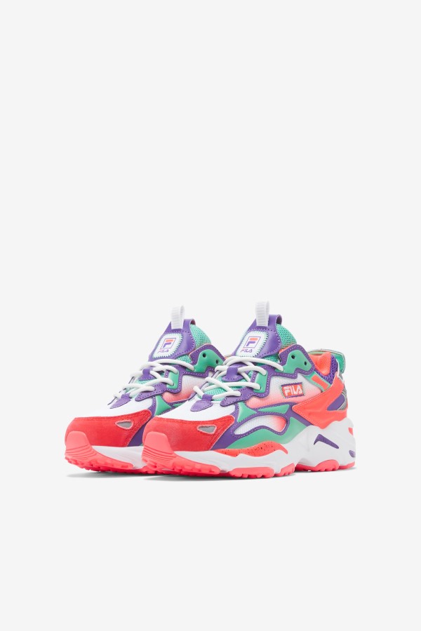 Fila Little Kids\' Ray Tracer Apex White/Fiery Coral/Purple