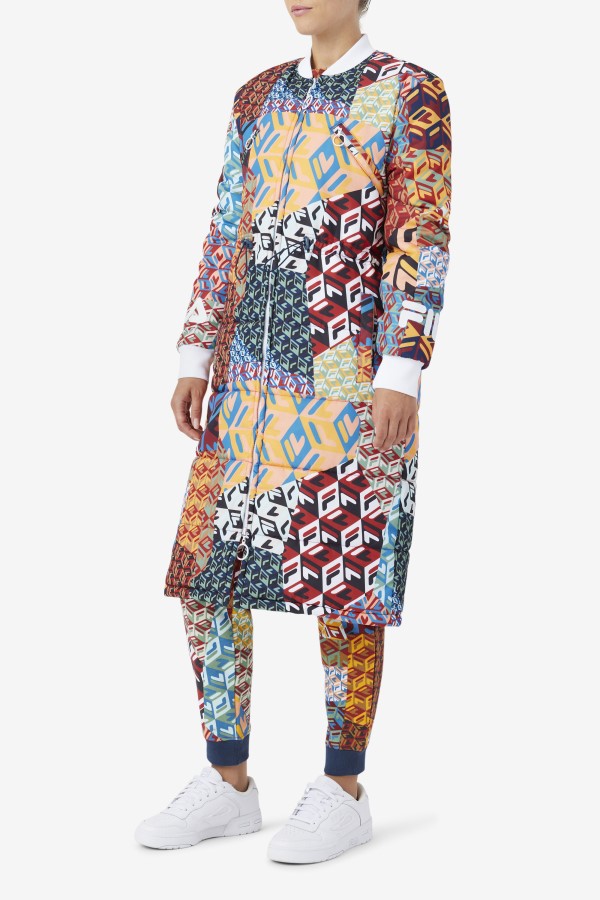 Ocean/Yellow/White Fila Joanna Allover Print Coat