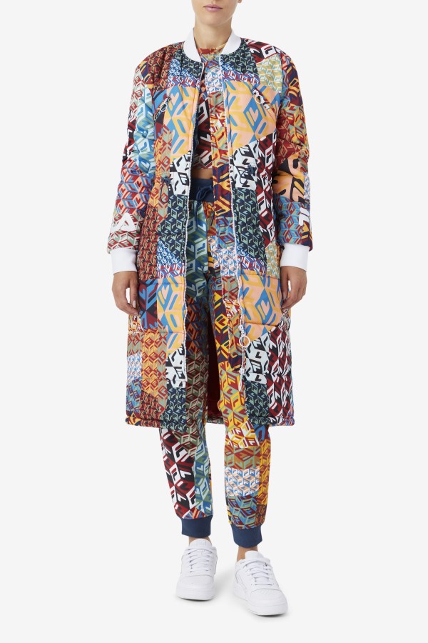 Ocean/Yellow/White Fila Joanna Allover Print Coat