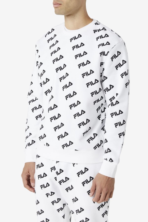 White/Black Diagonal Logo Crew Fila